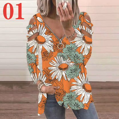 Damen Bluse mit floralem Cut-Out-Design und lässigem V-Ausschnitt Stalluxe