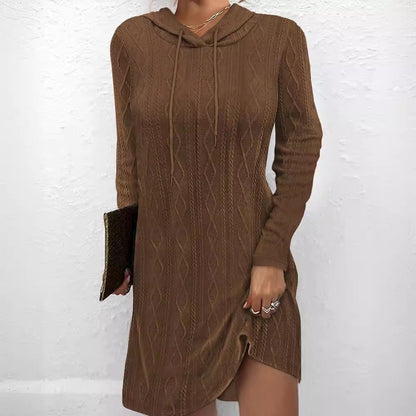 Damen Kapuzenkleid mit strukturiertem Strickmuster Stalluxe