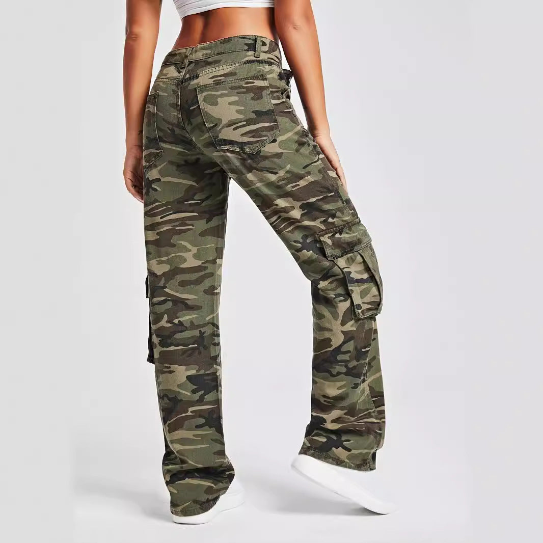Damen Cargo-Jeans mit weitem Bein und mehreren praktischen Taschen Stalluxe