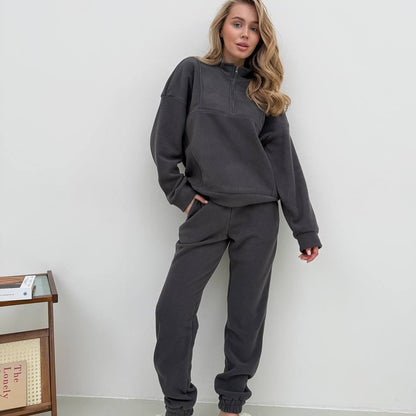 Damen Fleece Freizeitanzug mit Reißverschluss und elastischem Bund Stalluxe