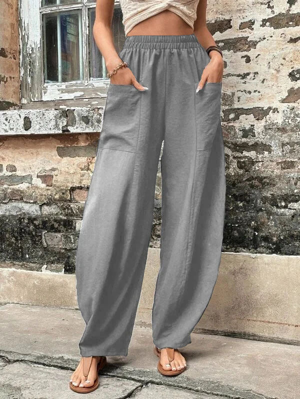 Damen Weite Palazzo-Hosen mit elastischem Bund und praktischen Taschen Stalluxe