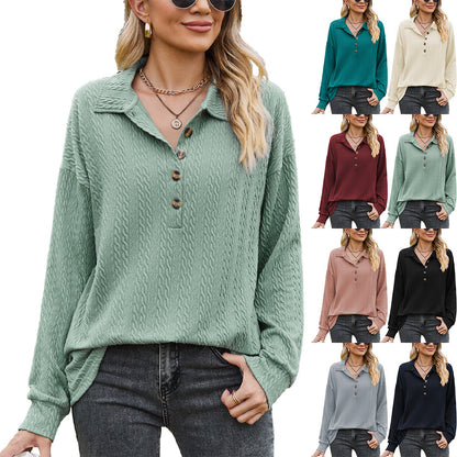 Damen Langarmshirt mit strukturiertem Kabelstrick und modischem Kragen Stalluxe