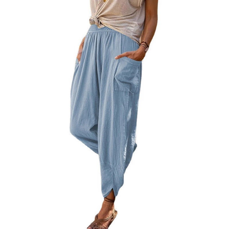 Damen bequeme und stylische Haremshose mit seitlichen Taschen Stalluxe
