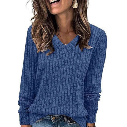 Damen Strickpullover mit V-Ausschnitt und strukturiertem Rippendesign Stalluxe