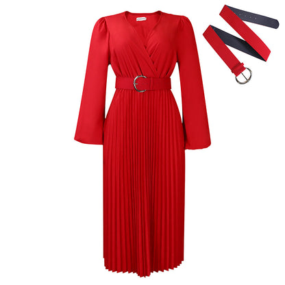Damen Wickelkleid mit eleganten Falten und tailliertem Gürtel Stalluxe