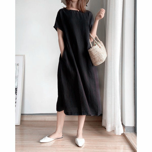 Damen Leichtes und vielseitiges Sommerkleid mit Taschen Stalluxe