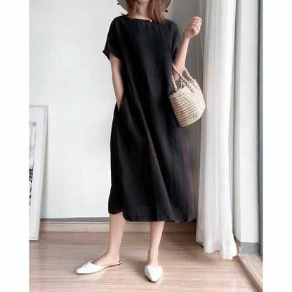 Damen Leichtes und vielseitiges Sommerkleid mit Taschen Stalluxe