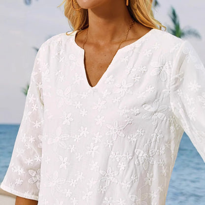 Damen Tunika-Kleid mit floralem Stickdesign Stalluxe