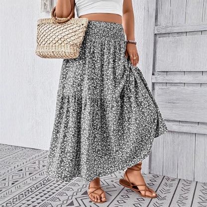 Damen Maxirock mit fließendem Schnitt und floralem Design Stalluxe
