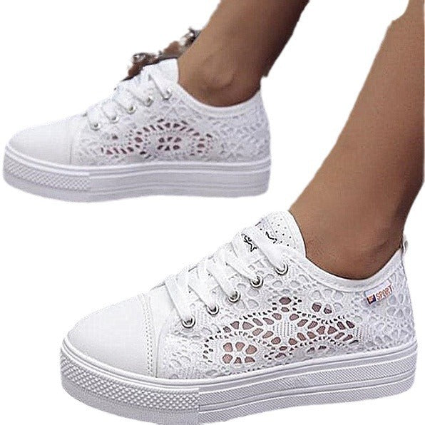 Damen Atmungsaktive Lace-Up Sneakers mit dekorativem Lochmuster Stalluxe