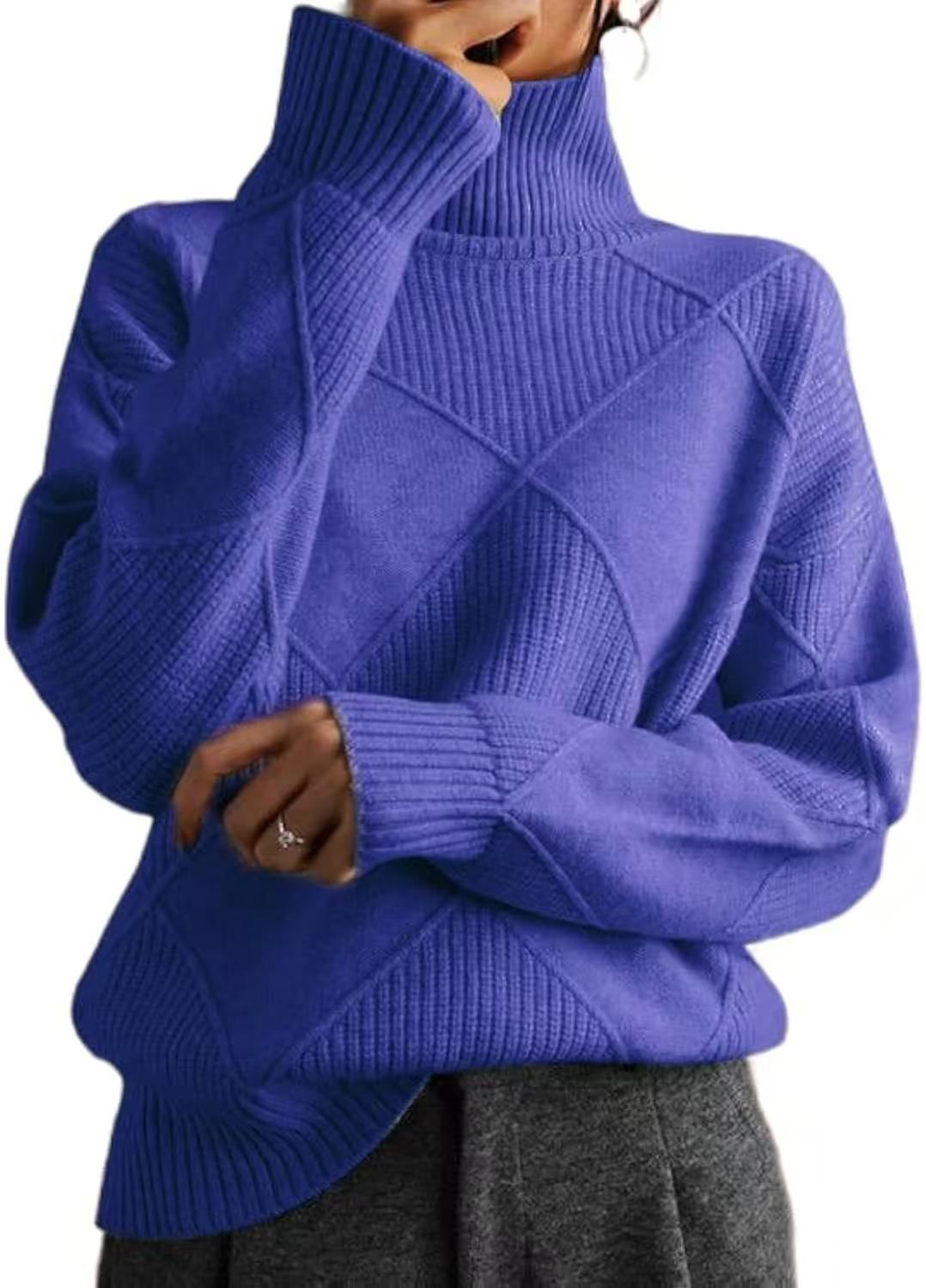 Damen kuscheliger Stehkragenpullover mit strukturiertem Strickmuster Stalluxe