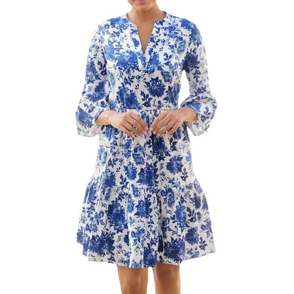 Damen Blumenkleid mit voluminösen Ärmeln und eleganter Passform Stalluxe