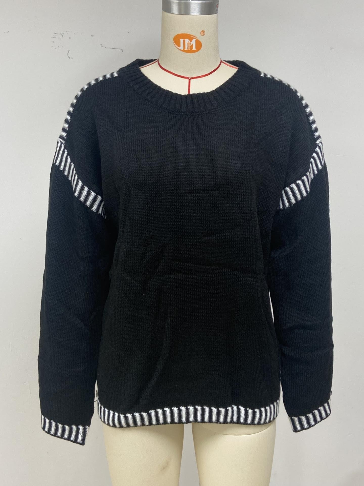 Damen lässiger Pullover mit Streifenakzenten Stalluxe