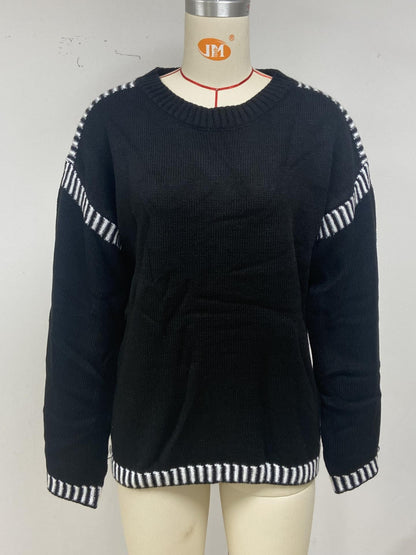 Damen lässiger Pullover mit Streifenakzenten Stalluxe