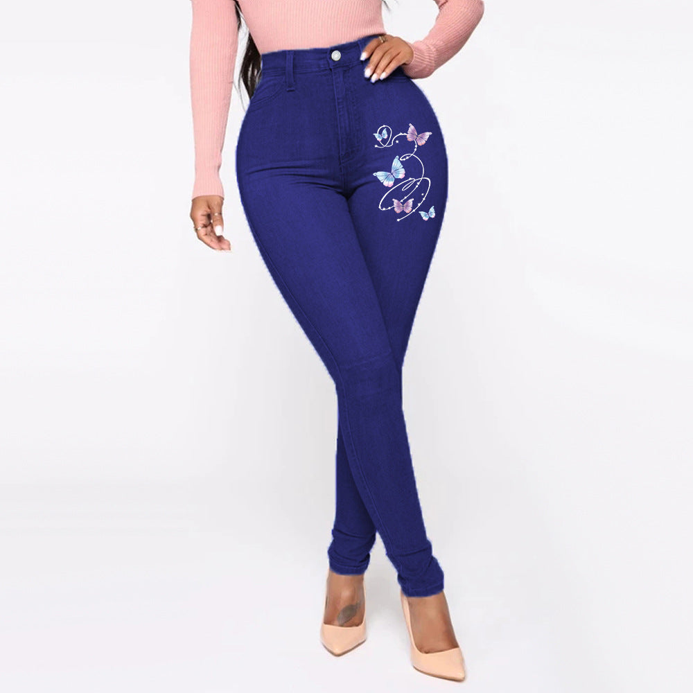 Damen Slim-Fit Jeans mit floralem Stickdesign Stalluxe