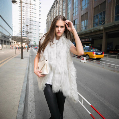 Damen Modischer Kunstpelz-Weste Stalluxe