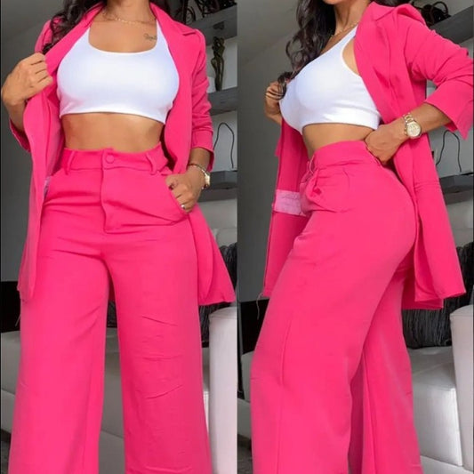 Damen elegantes Blazer- und Hosen-Set mit weitem Schnitt Stalluxe