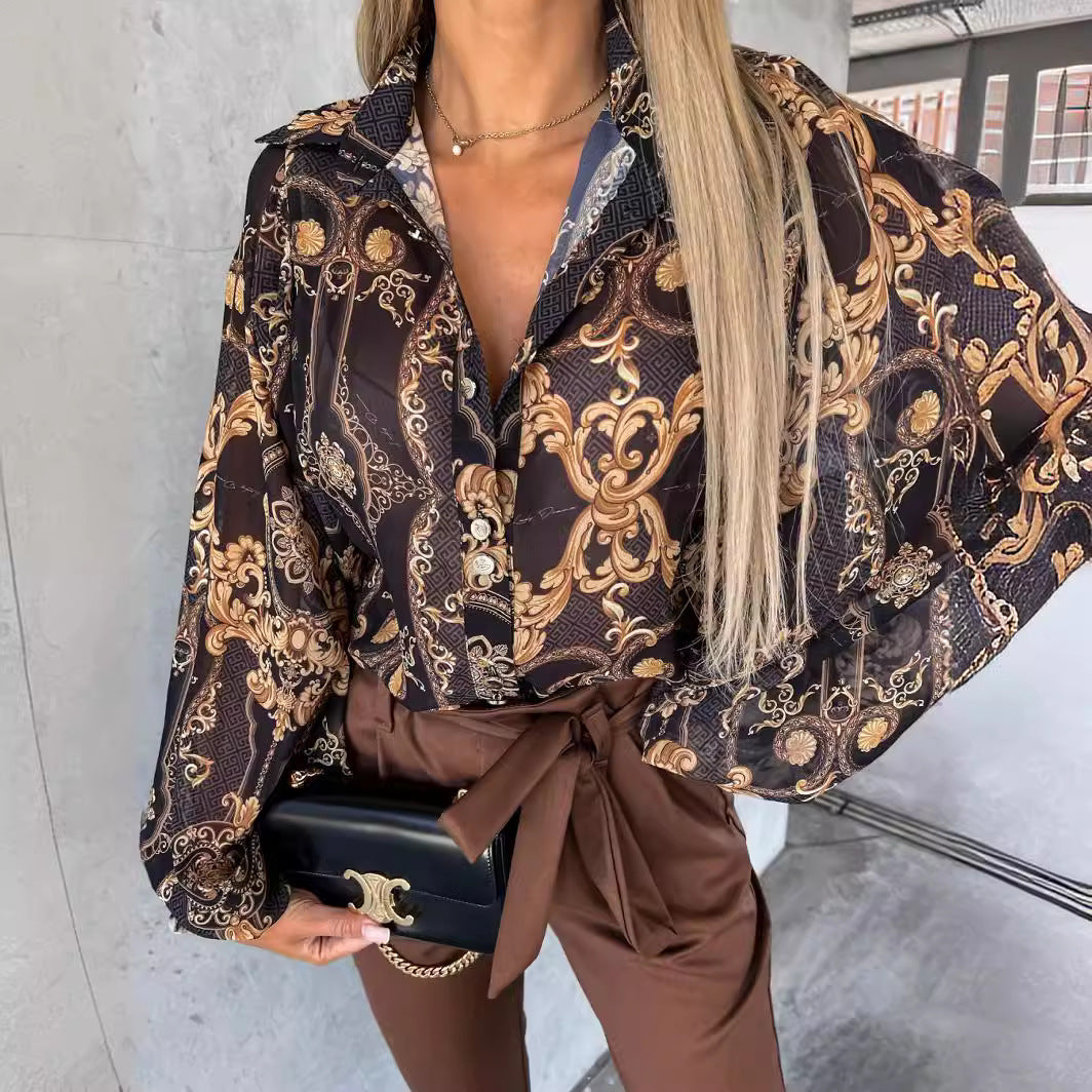 Damen Bluse mit floralen Mustern und voluminösen Ärmeln Stalluxe
