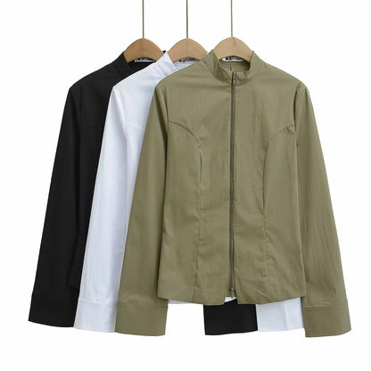 Damen Hochleistungs-Activewear-Jacke mit Stehkragen und Reißverschluss Stalluxe