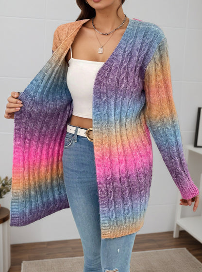 Damen Strickcardigan mit buntem Farbverlauf und lässigem Schnitt Stalluxe
