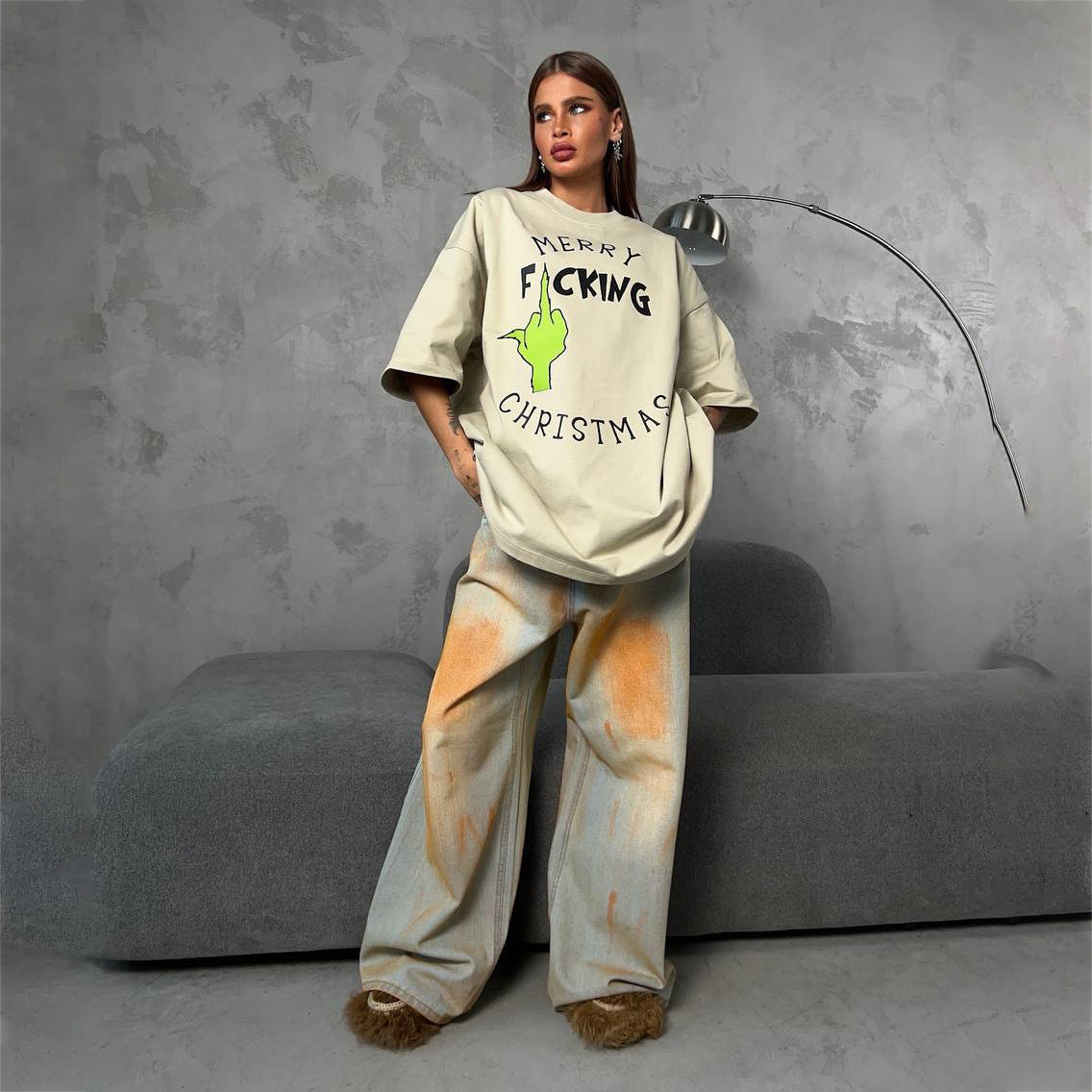 Damen Oversized T-Shirt mit auffälligem Grafikdruck und lässigem Schnitt Stalluxe