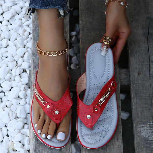 Damen Komfortable Flip-Flop-Sandalen mit ergonomischer Sohle und verspieltem Design Stalluxe