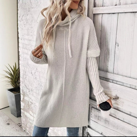 Damen Kapuzenpullover mit modernem Strukturstrick Stalluxe