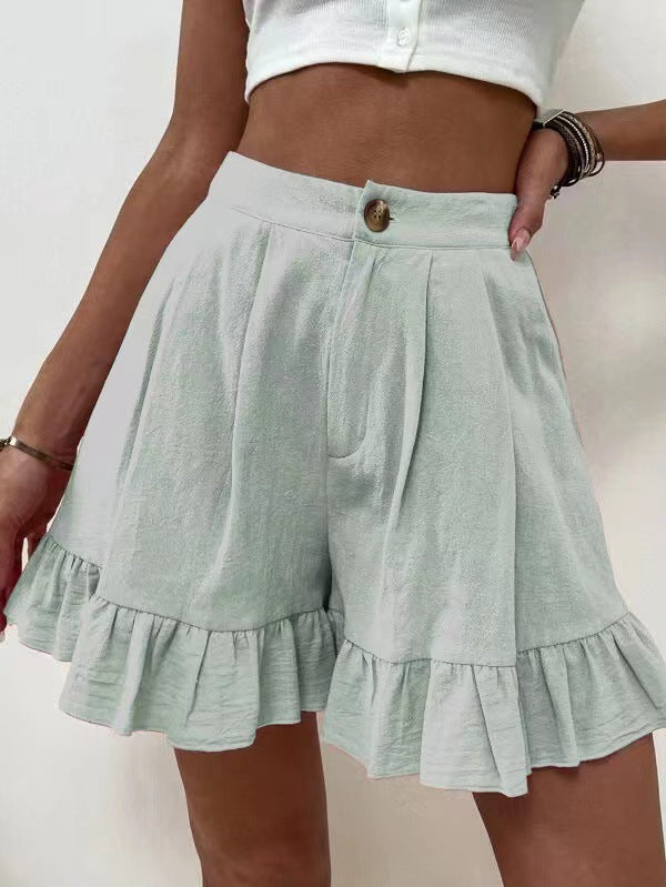 Damen Volant-Shorts mit elastischem Bund und seitlichen Taschen Stalluxe