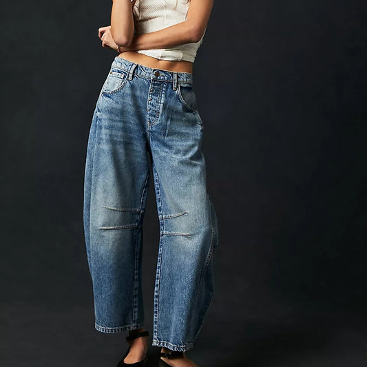 Damen Weite Jeans mit lässigem Schnitt und modischen Akzenten Stalluxe