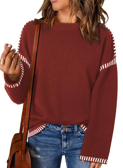 Damen lässiger Pullover mit Streifenakzenten Stalluxe