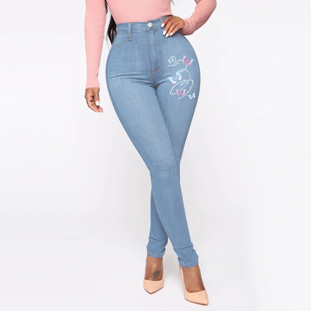 Damen Slim-Fit Jeans mit floralem Stickdesign Stalluxe