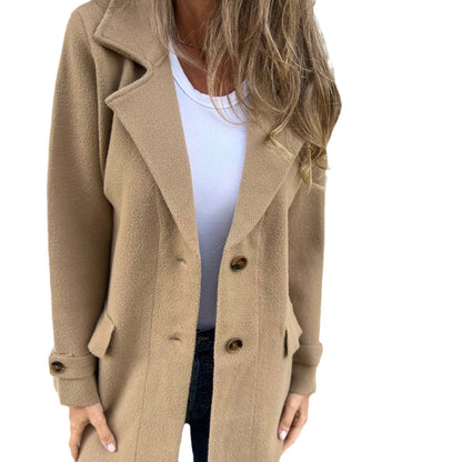 Damen warmer strukturiertes Fleece-Mantel mit doppelter Knopfreihe Stalluxe