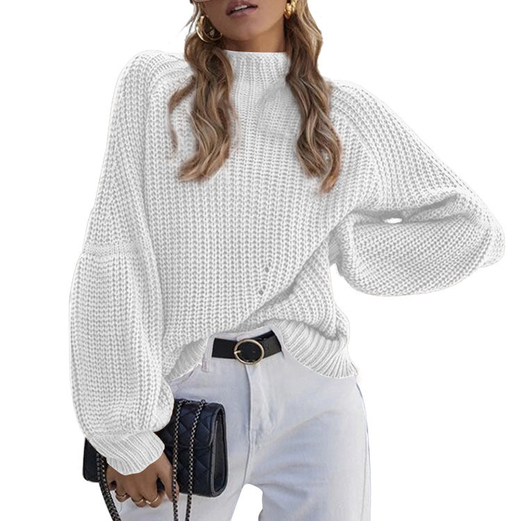 Damen Strickpullover mit weitem Schnitt und modernen Puffärmeln Stalluxe