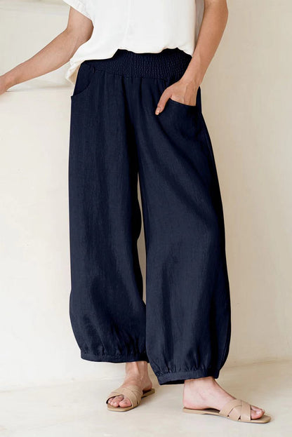 Damen weite Hose mit elastischem Bund und praktischen Seitentaschen Stalluxe