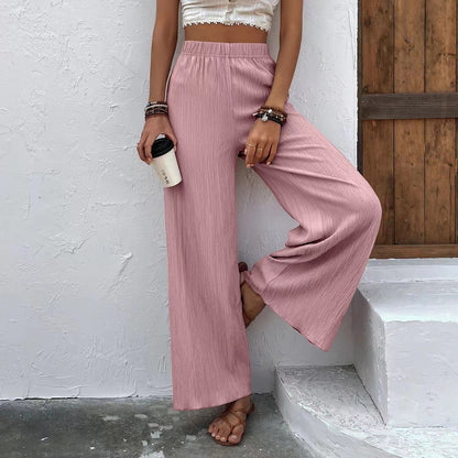 Damen weite Lounge-Hose mit elastischem Bund und Plissees Stalluxe