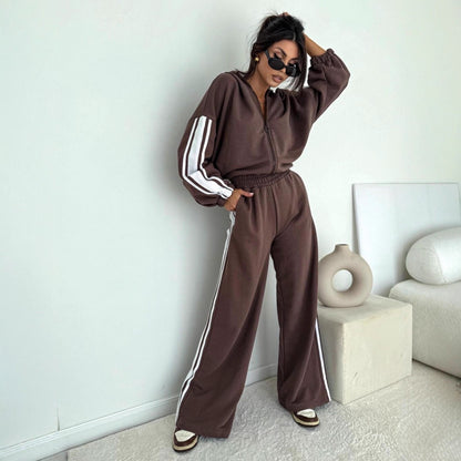 Damen Sportliches Zweiteiler-Set mit voluminösen Ärmel und elastischen Bund Stalluxe