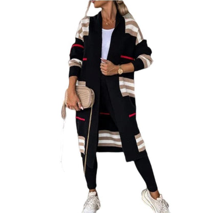 Damen Langstrickjacke im trendigen Streifenmuster Stalluxe