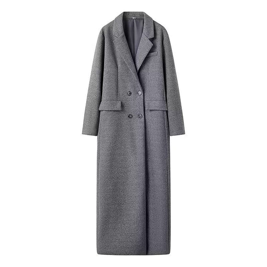 Damen eleganter oversized Wollmantel mit doppelter Knopfleiste Stalluxe