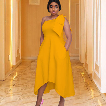 Damen asymmetrisches Cocktailkleid mit einzelnem Schulterträger und Schärpe Stalluxe