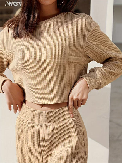 Damen lässiges Sport-Set mit weitem Schnitt und Rippstruktur Stalluxe