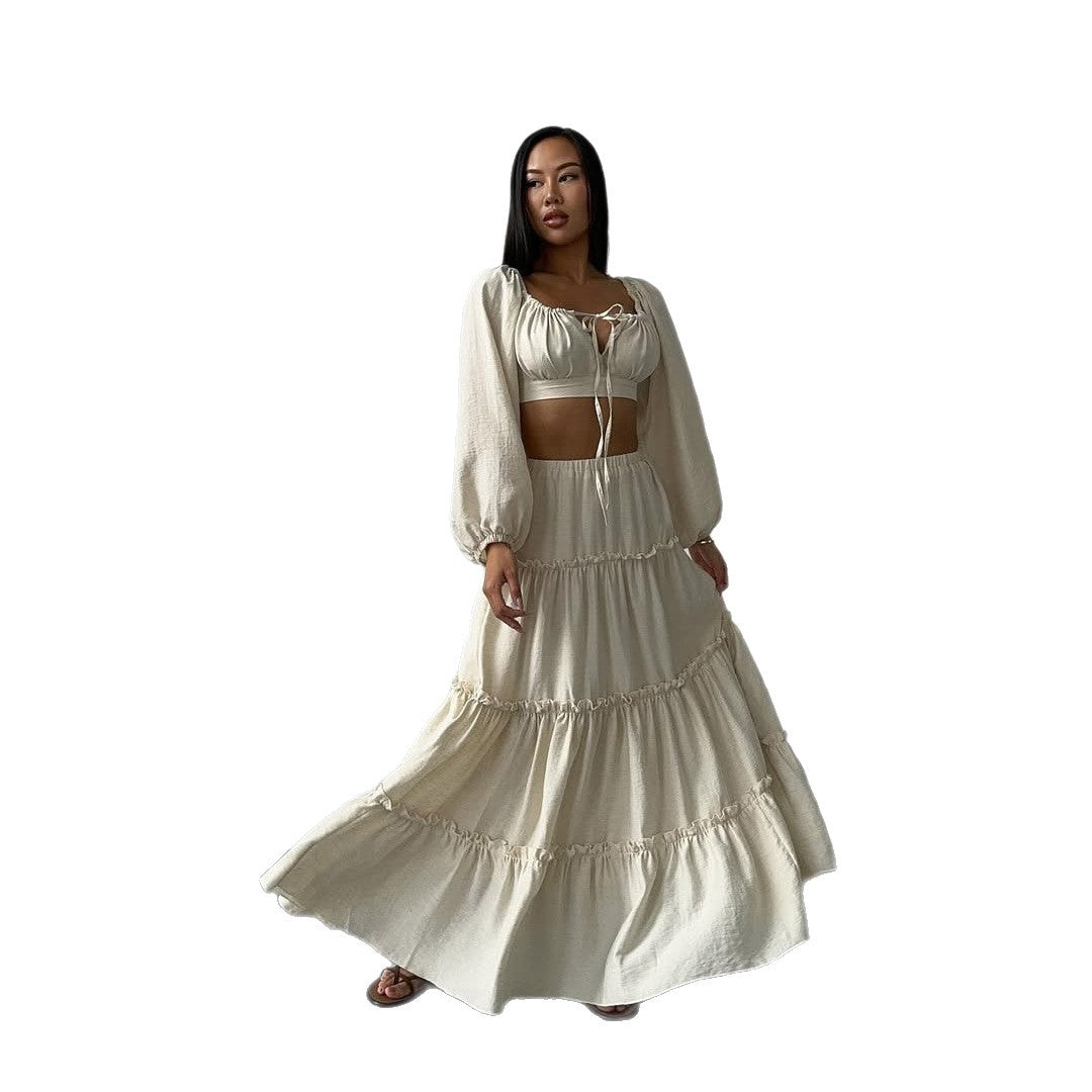 Damen Sommerliches Crop-Top und Rock-Set mit Rüschendetails Stalluxe