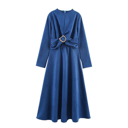 Damen Maxi-Kleid mit elegantem Schlitz und dekorativem Gürtel Stalluxe