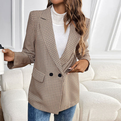 Damen elegante Karo-Blazerjacke Stalluxe