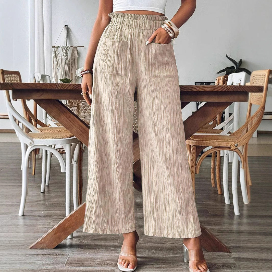 Damen Weitbeinige Hose mit elastischem Bund und praktischen Taschen Stalluxe
