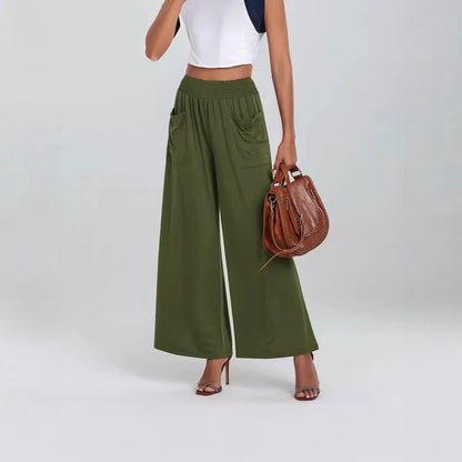 Damen Weit geschnittene Palazzo-Hose mit elastischem Bund und praktischen Taschen Stalluxe