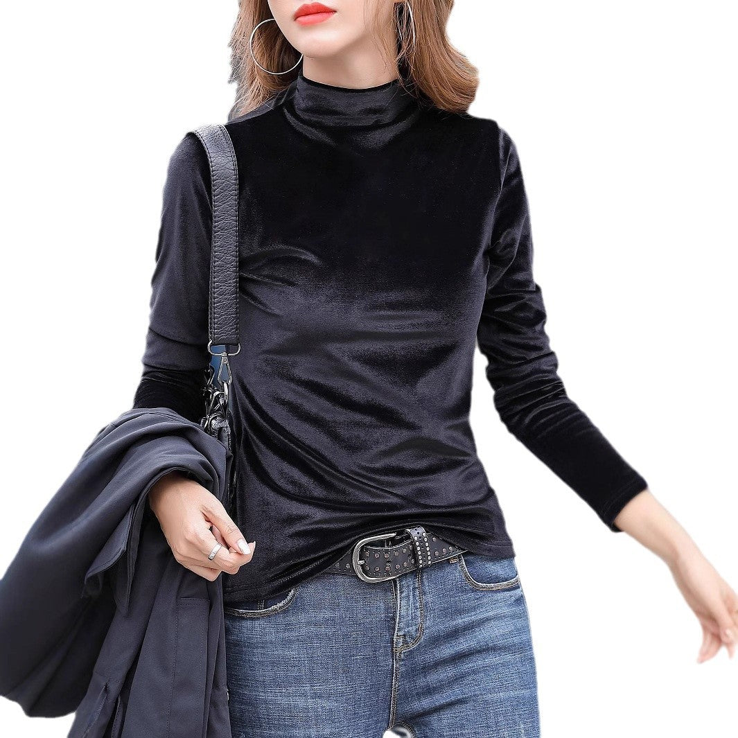 Damen Elegantes Veloursoberteil mit hohem Kragen Stalluxe