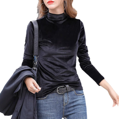 Damen Elegantes Veloursoberteil mit hohem Kragen Stalluxe