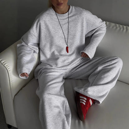 Damen Bequemer und stylischer Oversize Sweat-Anzug mit elastischem Bund Stalluxe