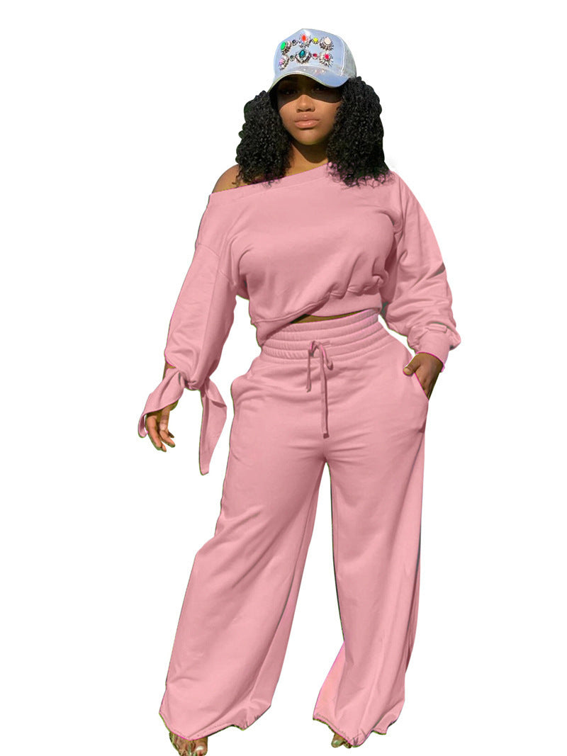 Damen lässiges Set aus weit geschnittenem Oberteil und Jogginghose mit flexibler Taille Stalluxe