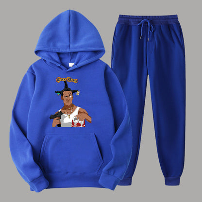 Damen lässiges Hoodie- und Jogginghose-Set mit künstlerischem Grafikdruck Stalluxe